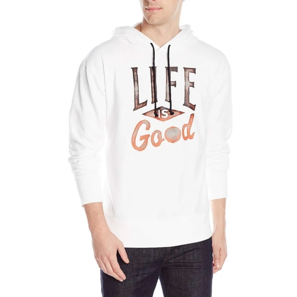 Life Is Good Men's White Hoodie/ size M